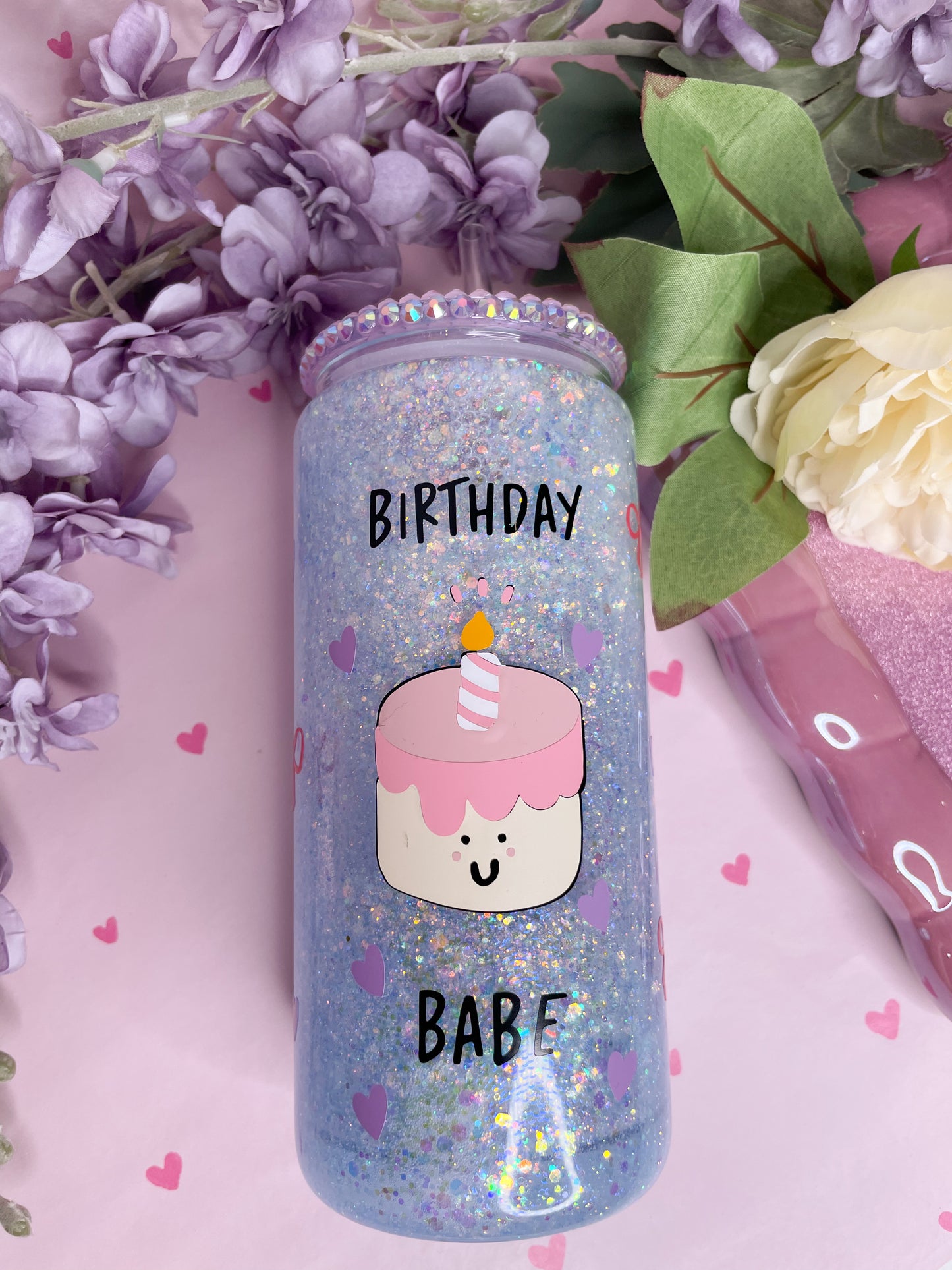 Birthday Babe! 15oz Glass Snowglobe Tumbler