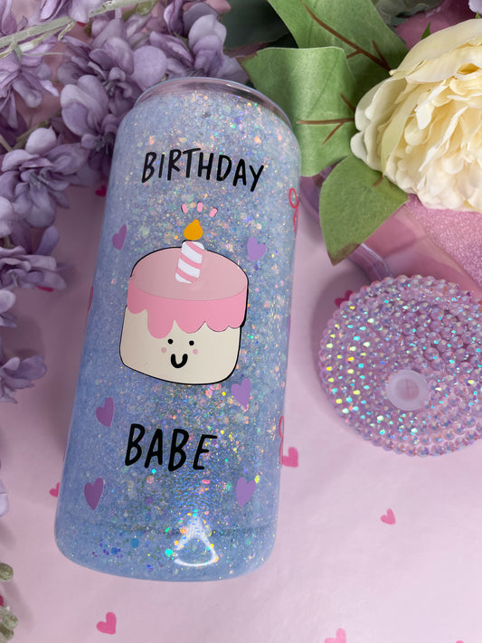 Birthday Babe! 15oz Glass Snowglobe Tumbler