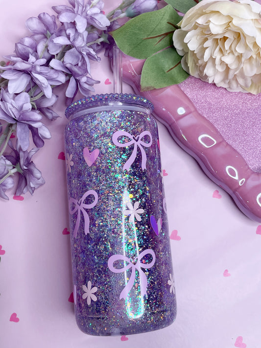 Bows & Flowers 15oz Acrylic Snowglobe Tumbler