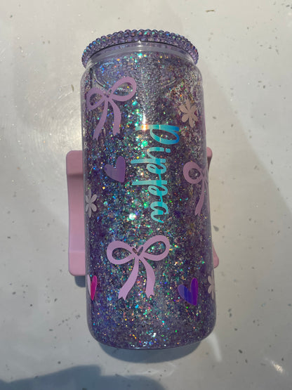 Bows & Flowers 15oz Acrylic Snowglobe Tumbler