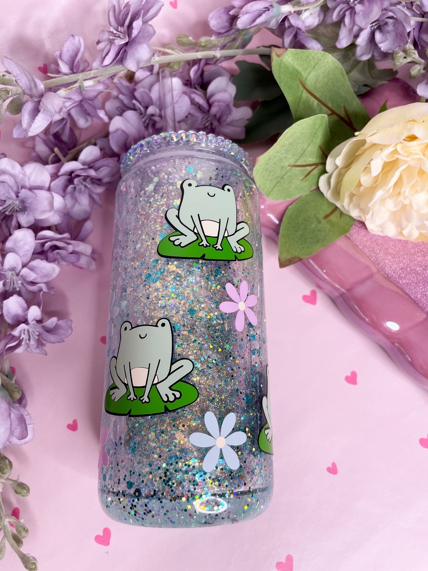 Bows & Flowers 15oz Acrylic Snowglobe Tumbler