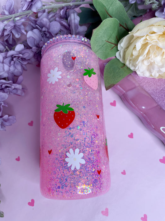 Berry Extra! 15oz Glass Snowglobe Tumbler