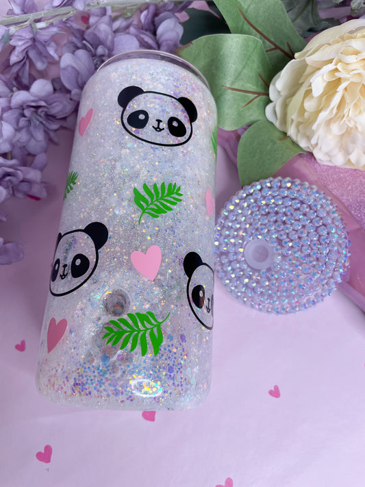 Panda-Monium 15oz Glass Snowglobe Tumbler