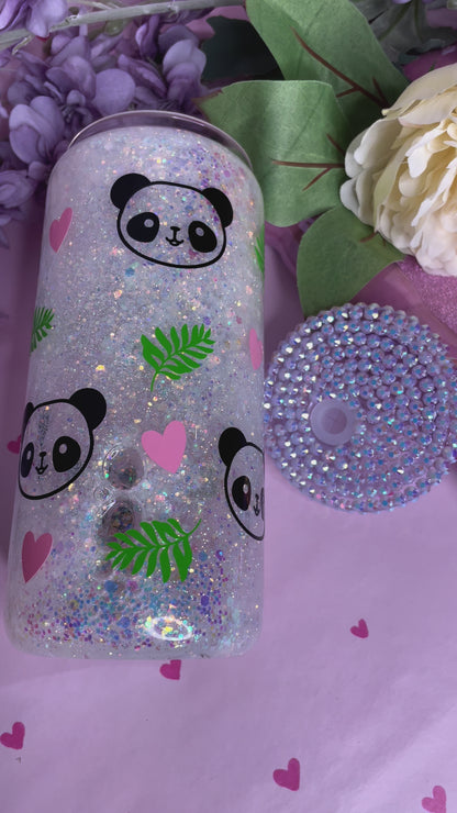 Panda-Monium 15oz Glass Snowglobe Tumbler