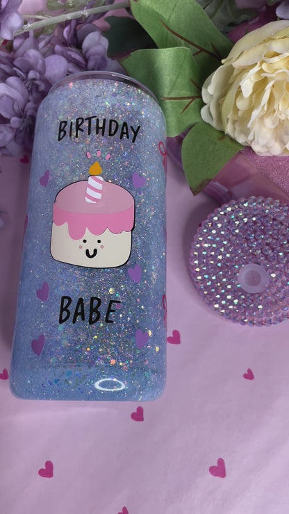 Birthday Babe! 15oz Glass Snowglobe Tumbler